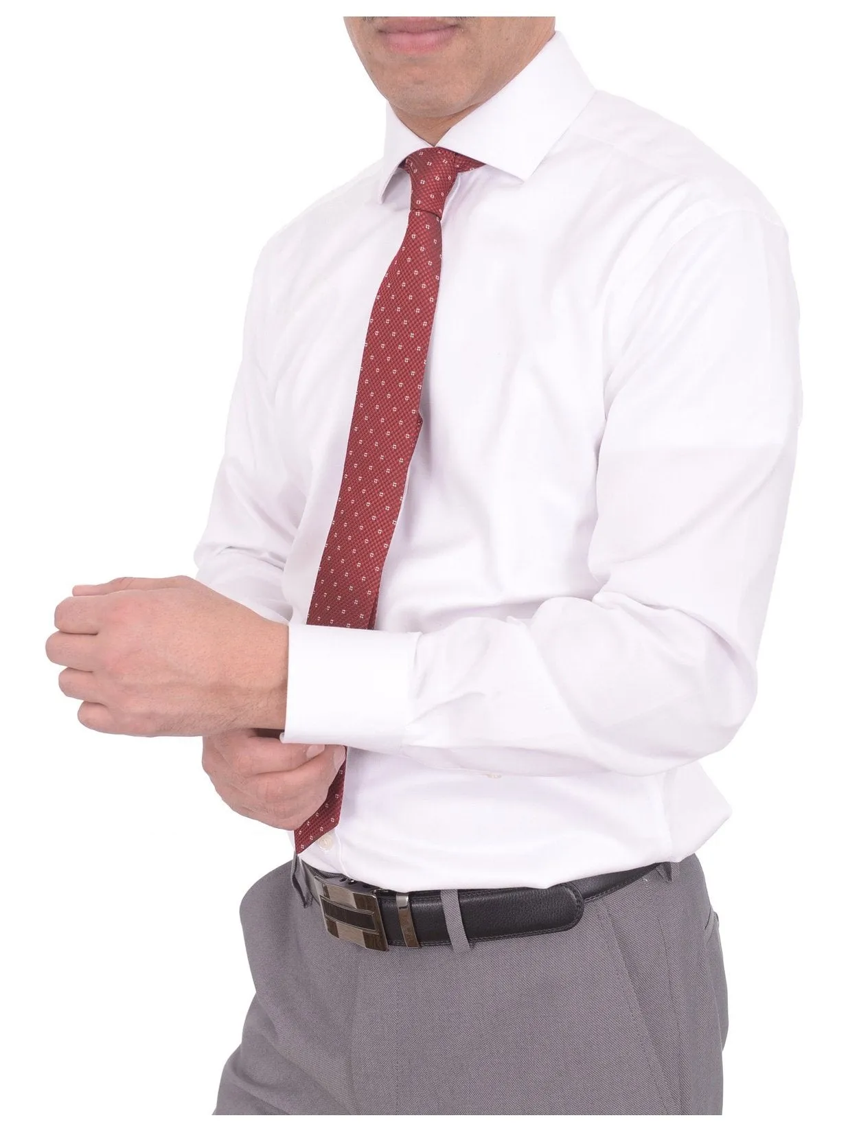 Christopher Morris Extra Slim Fit Cotton Non-Iron White French Cuff Dress Shirt