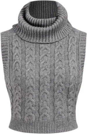 CIDER Womens Sleeveless Sweater Tops Turtle Necks Cable Knit Croped Vest Tank Top
