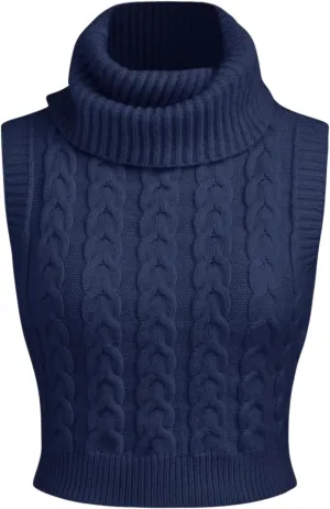 CIDER Womens Sleeveless Sweater Tops Turtle Necks Cable Knit Croped Vest Tank Top