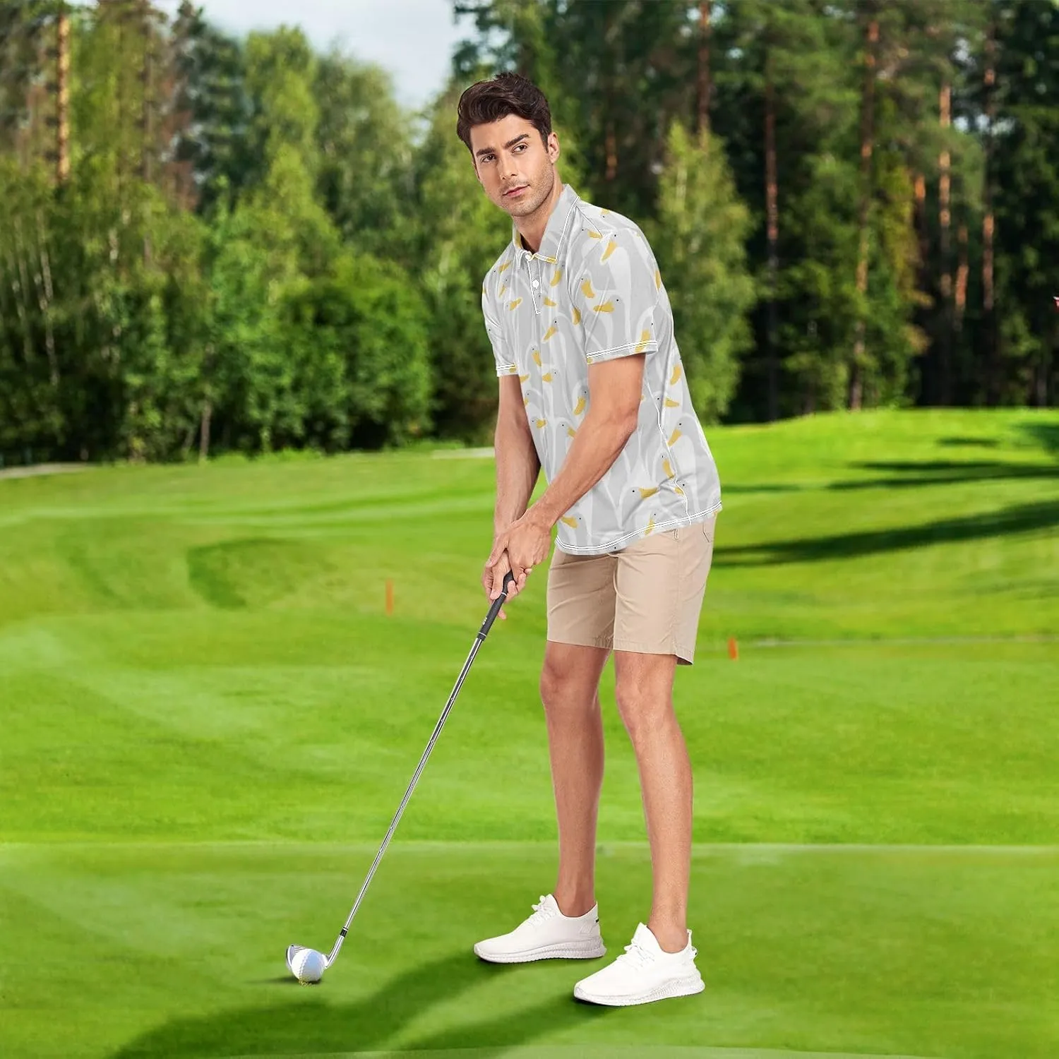 Circus Penguin Men's Polo Shirts Short Sleeve Quick Dry Athletic Outdoor Sports Golf Shirts S-XXL