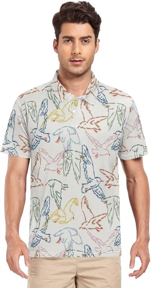 Circus Penguin Men's Polo Shirts Short Sleeve Quick Dry Athletic Outdoor Sports Golf Shirts S-XXL