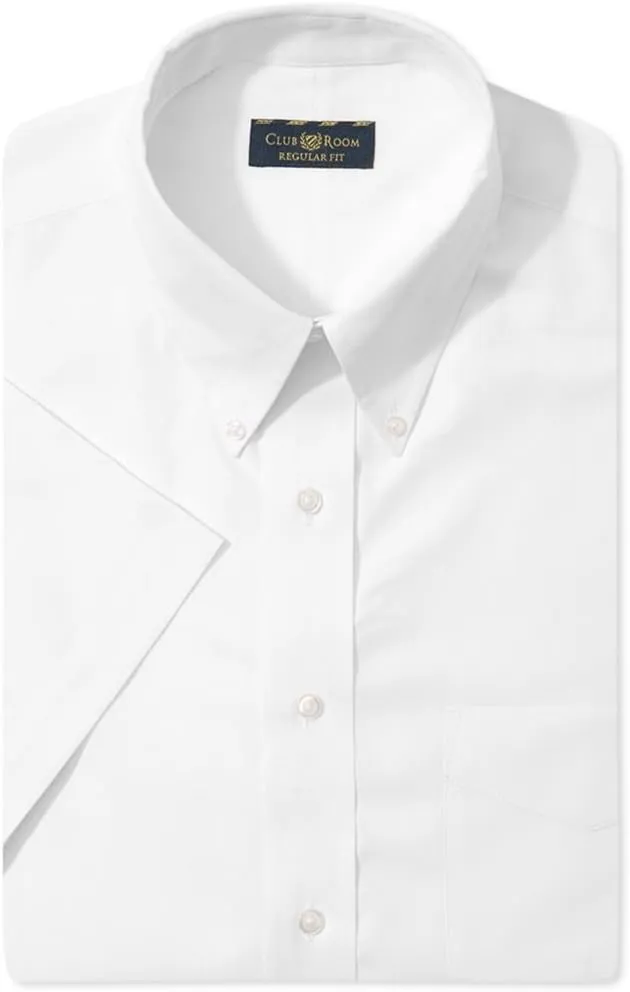 Club Room Mens Wrinkle Resistant Button Up Dress Shirt, White, 14.5