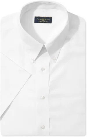 Club Room Mens Wrinkle Resistant Button Up Dress Shirt, White, 14.5