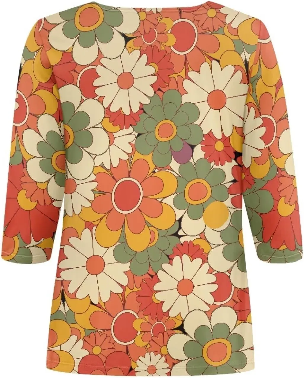 Coloranimal Three-Quarter Sleeve Shirts for Womens Tops Summer 3/4 Sleeve Y2K T Shirts Tee S-2XL