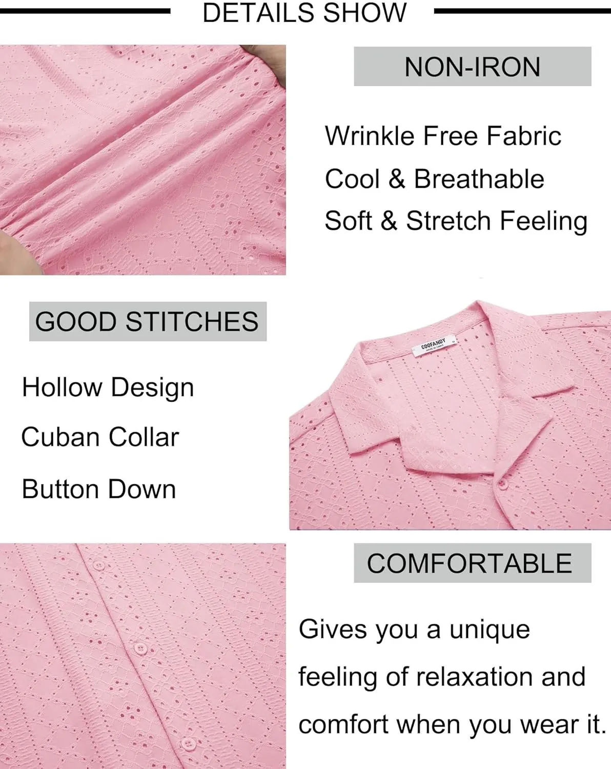 COOFANDY Mens Beach Shirt Short Sleeve Button Down Shirts Casual Cuban Collared Summer Vacation Tropical Shirts