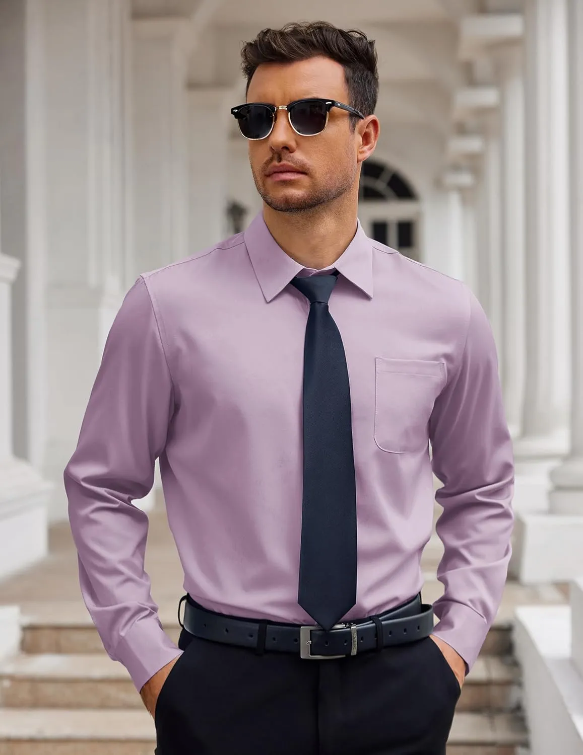 COOFANDY Mens Dress Shirt Long Sleeve Button Down Shirts Business Casual Wrinkle Free Shirts with Pocket
