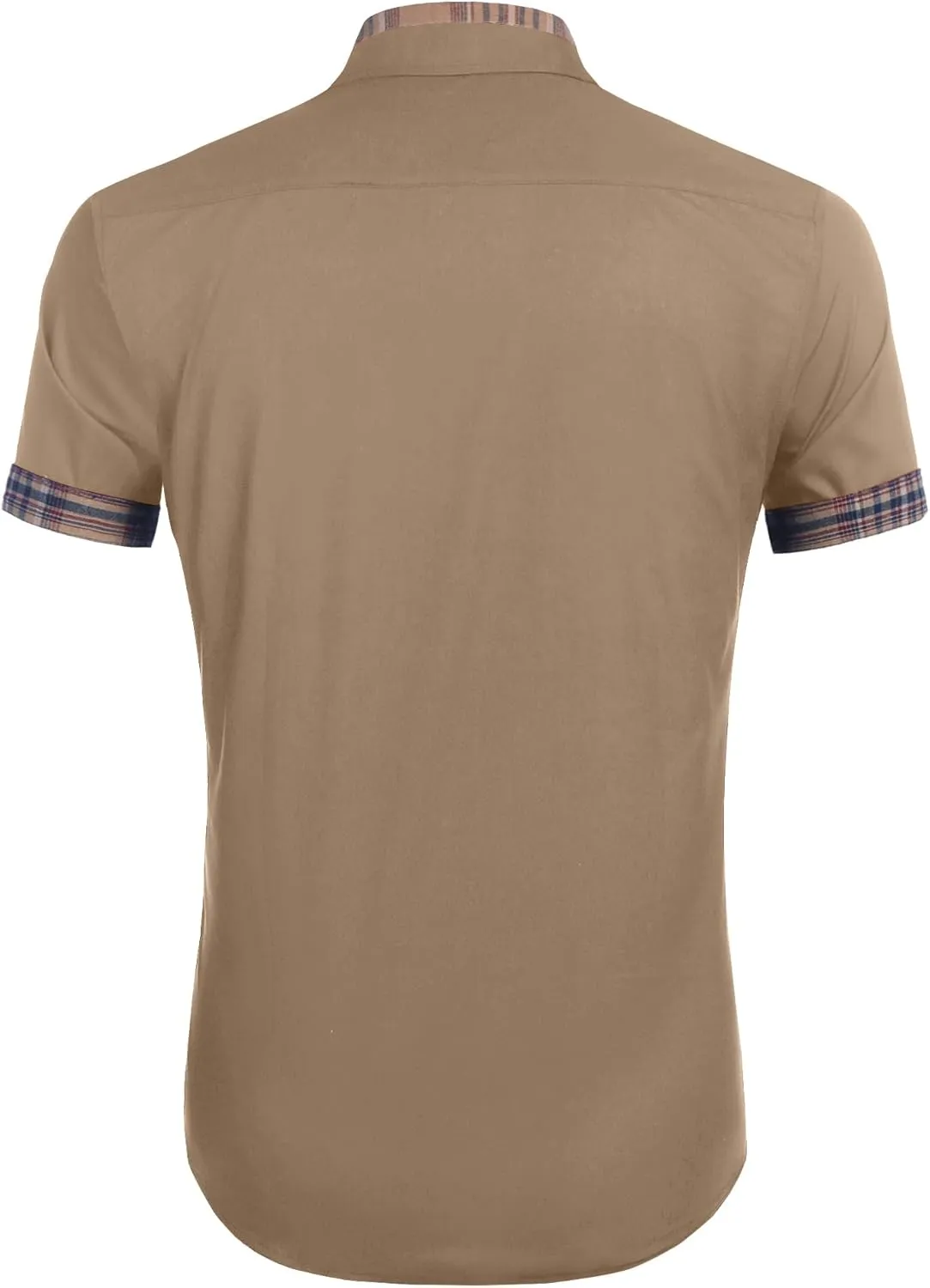 COOFANDY Mens Short Sleeve Dress Shirts Casual Wrinkle Free Shirt Plaid Collar Summer Button Down Shirts