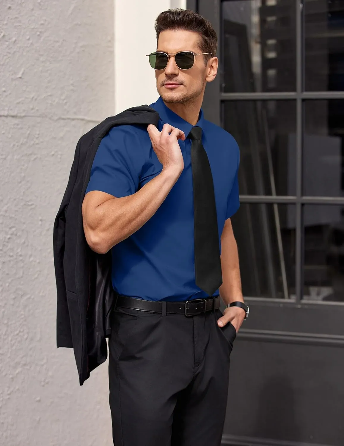 COOFANDY Mens Short Sleeve Dress Shirts Wrinkle Free Casual Button Down Shirts Summer Untucked Dress Shirt