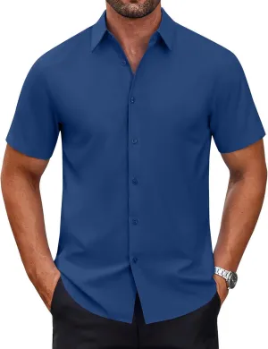 COOFANDY Mens Short Sleeve Dress Shirts Wrinkle Free Casual Button Down Shirts Summer Untucked Dress Shirt