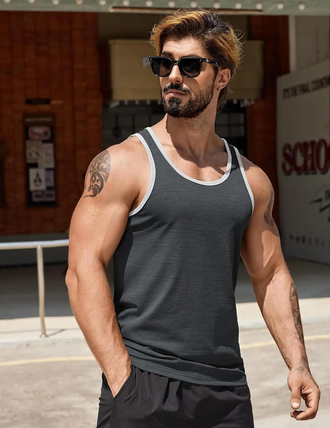 COOFANDY Men's Workout Tank Tops Pack Dry Fit Sleeveless Running Shirts Gym Muscle Bodybuilding T Shirts