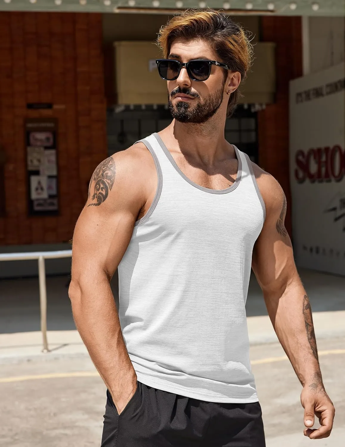 COOFANDY Men's Workout Tank Tops Pack Dry Fit Sleeveless Running Shirts Gym Muscle Bodybuilding T Shirts
