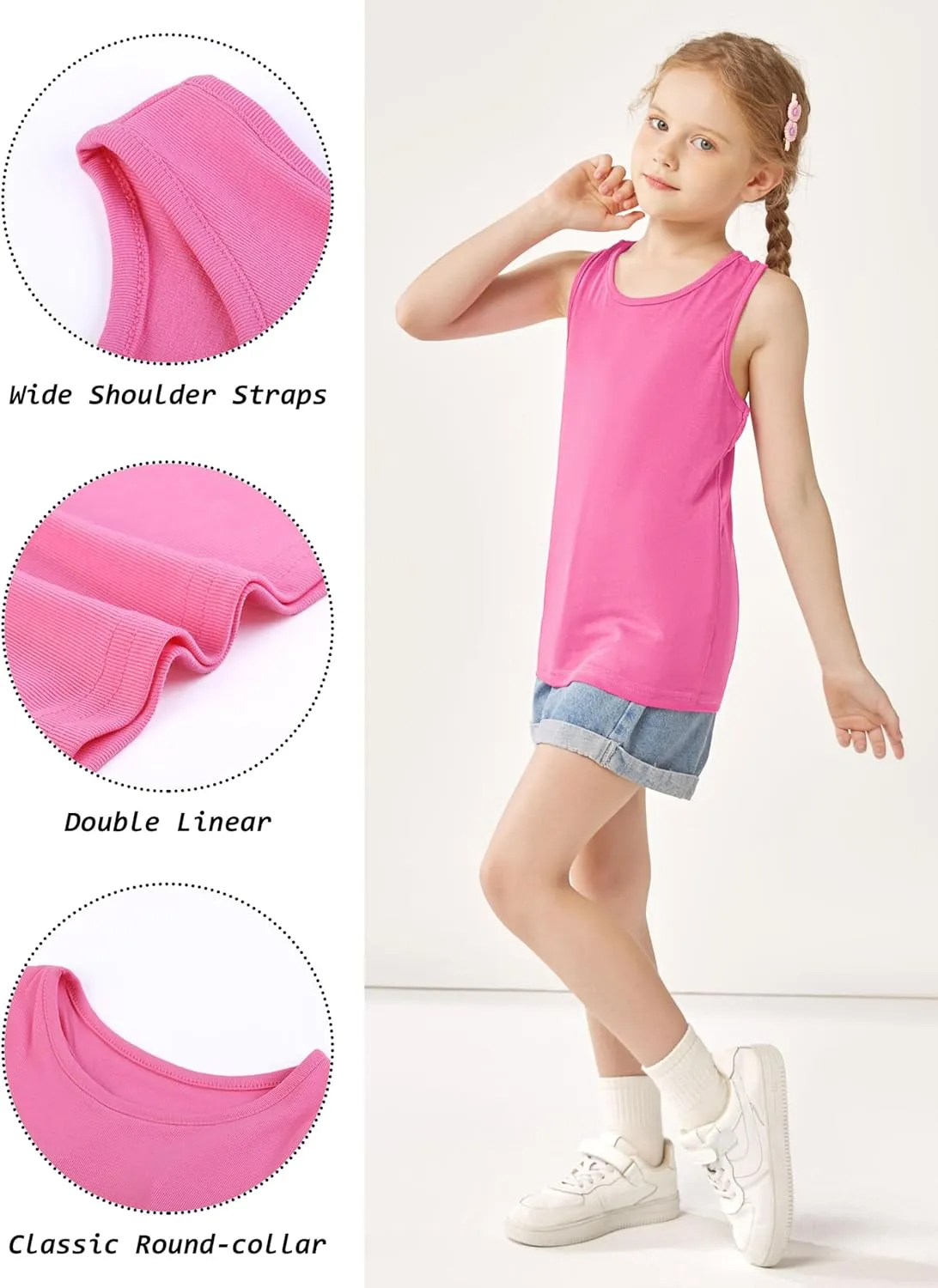 Cooraby 5 Pieces Girls Dance Tank Tops Racerback Sleeveless Tops for Ballet Gymnastics Dancewear