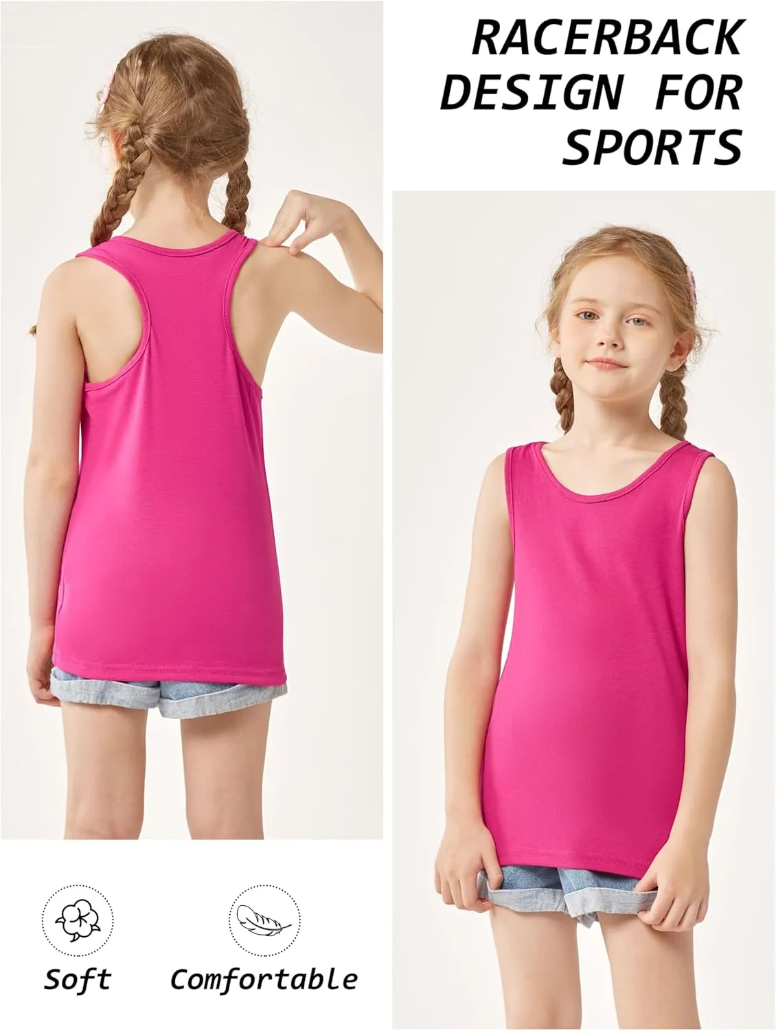 Cooraby 5 Pieces Girls Dance Tank Tops Racerback Sleeveless Tops for Ballet Gymnastics Dancewear