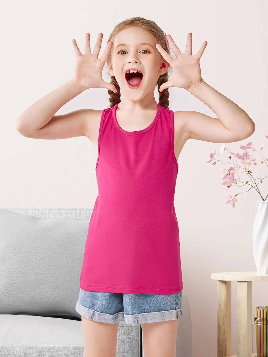 Cooraby 5 Pieces Girls Dance Tank Tops Racerback Sleeveless Tops for Ballet Gymnastics Dancewear