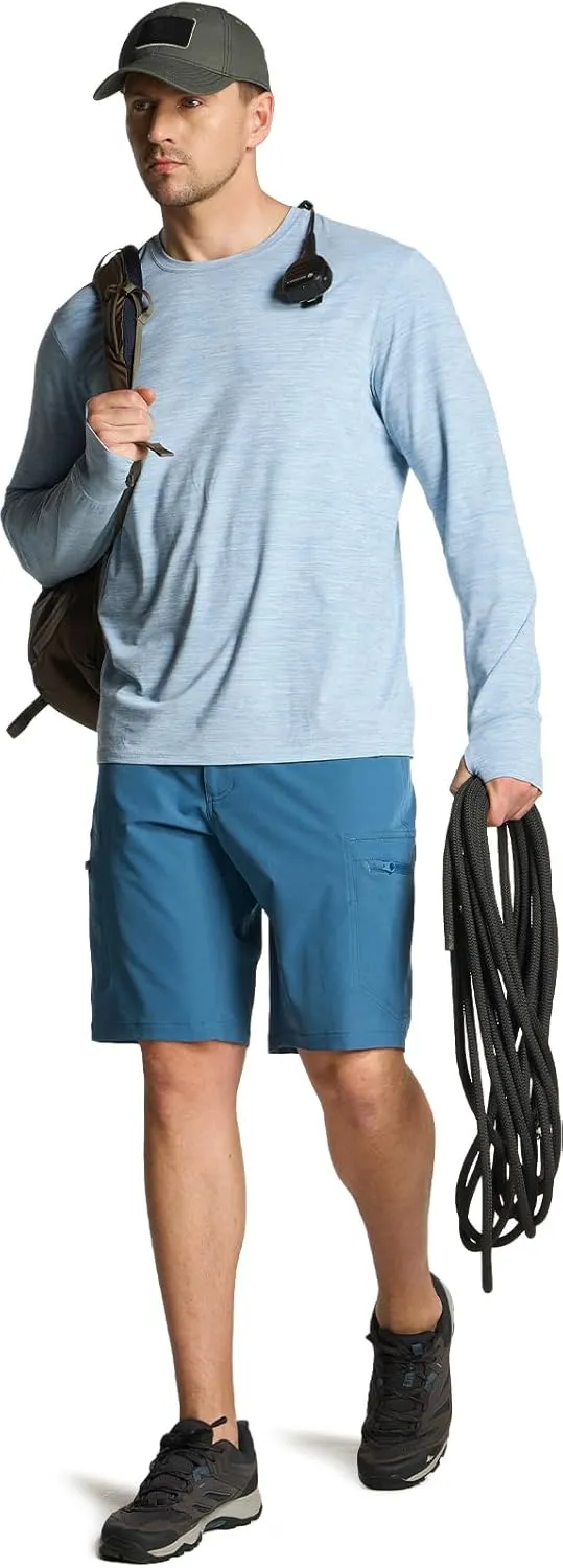 CQR Men's UPF50  Sun Protection Shirts, Quick Dry Long Sleeve Rash Guard, Athletic Running Workout Fishing Cooling Shirts