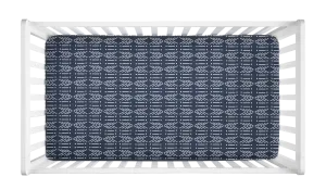 CRIB SHEET - BLUE MUDCLOTH