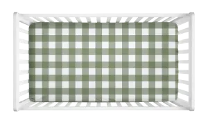 CRIB SHEET - DARK SAGE GREEN BUFFALO PLAID