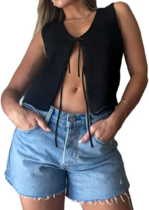 Crochet Knitted Vest for Women Vintage Y2K Hollow Out Button Down Cardigan Retro Crochet Knit Tank Vest