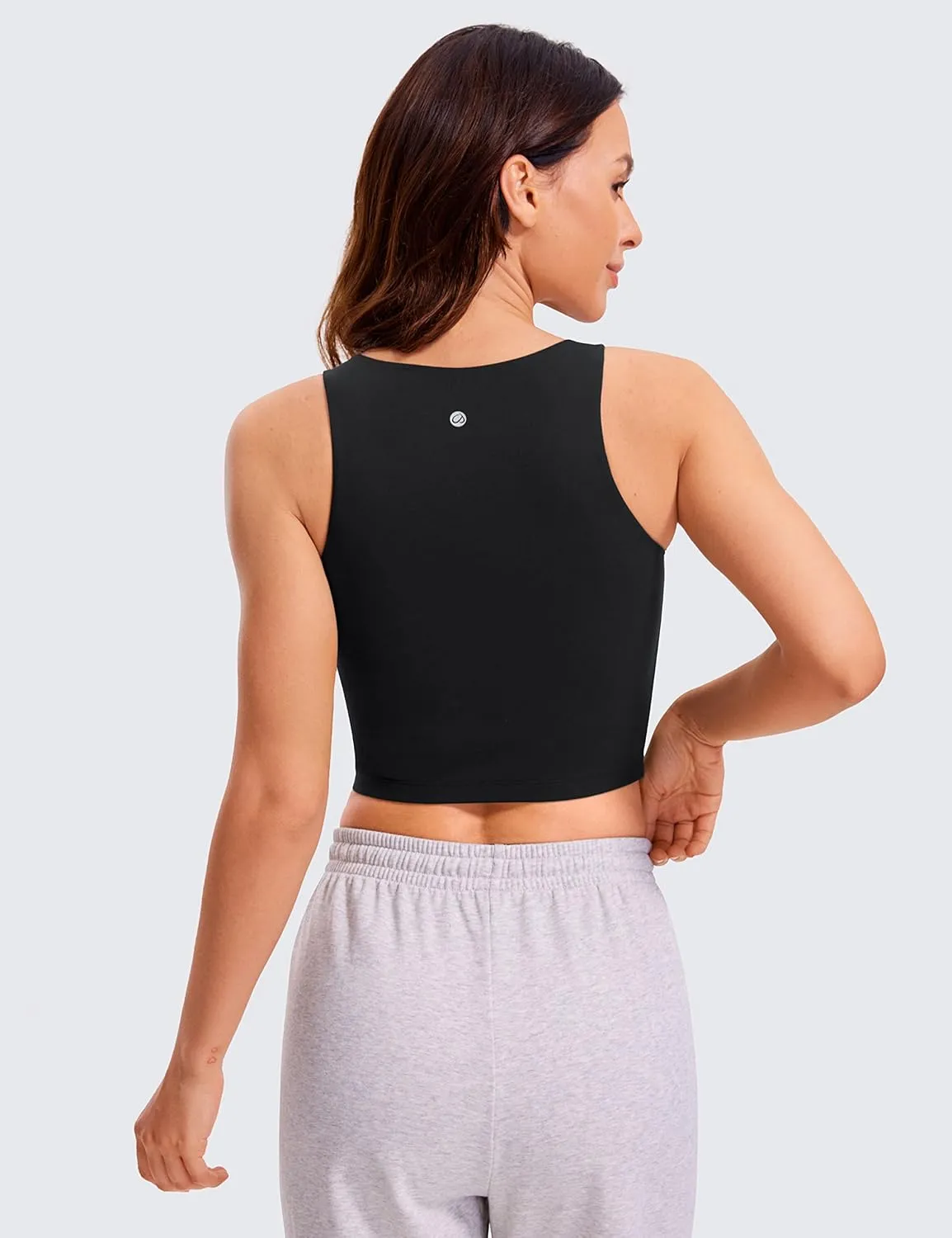 CRZ YOGA Womens Butterluxe Double Lined Cropped Tops High Neck Racerback Tanks Sleeveless Casual Workout Crop Shirts