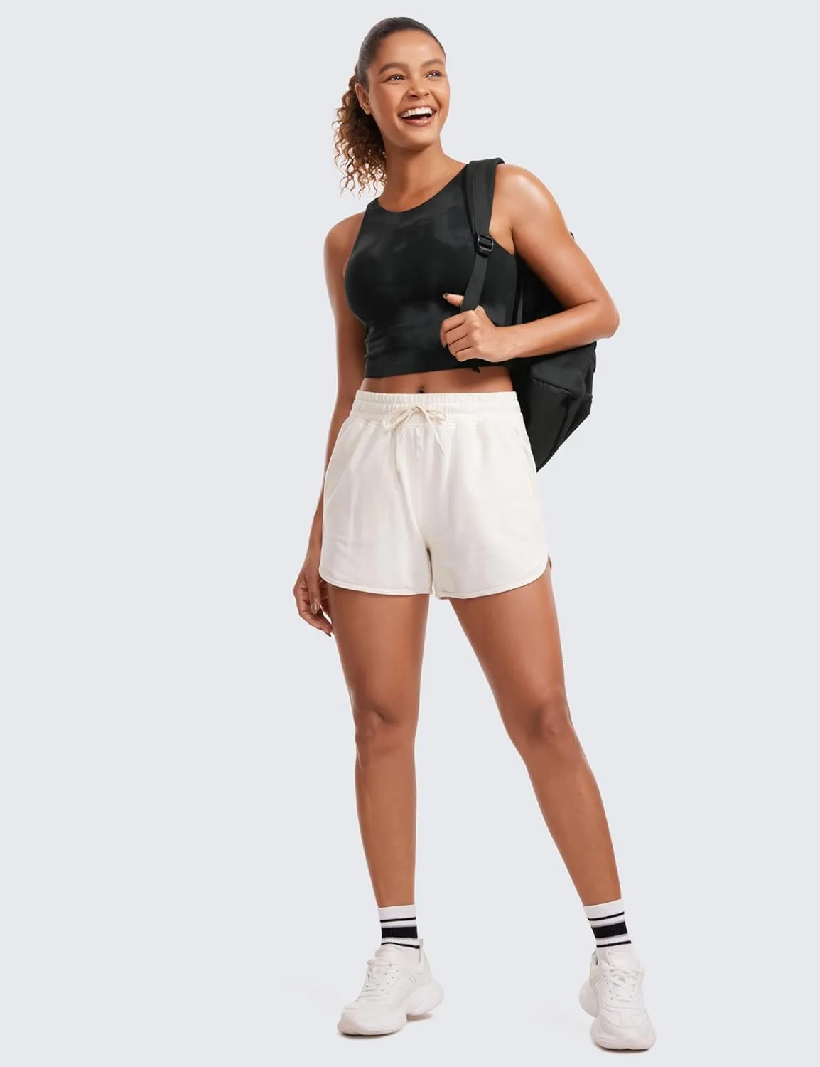 CRZ YOGA Womens Butterluxe Double Lined Cropped Tops High Neck Racerback Tanks Sleeveless Casual Workout Crop Shirts