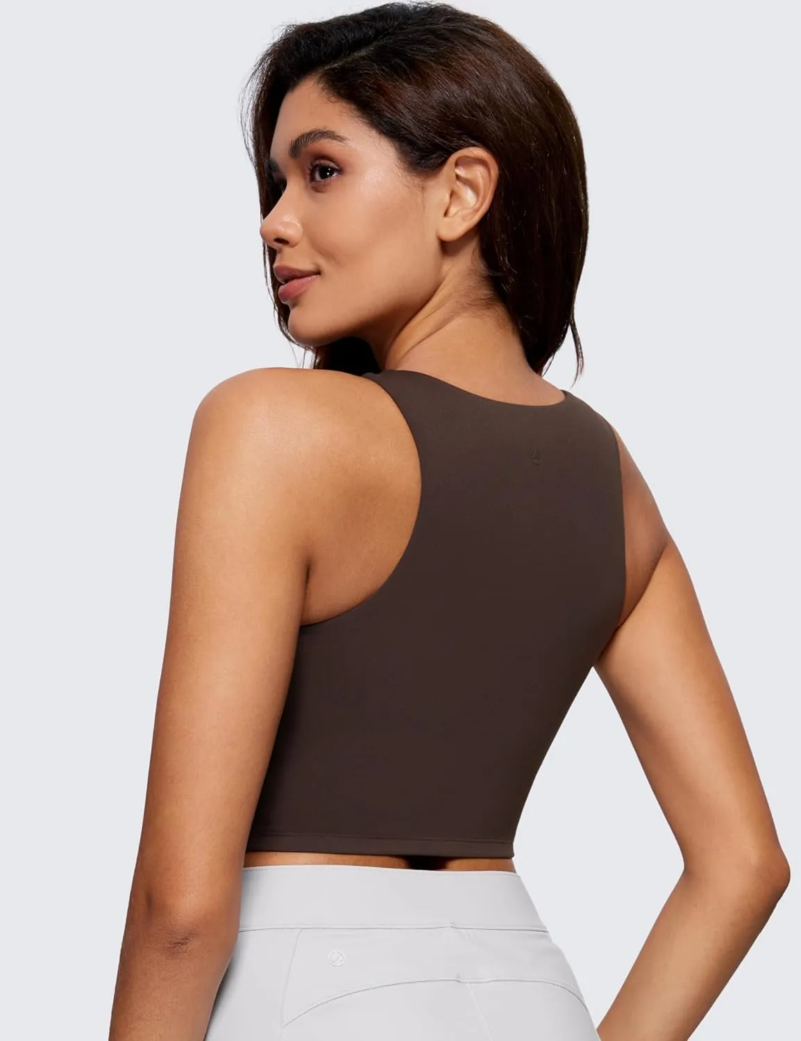 CRZ YOGA Womens Butterluxe Double Lined Cropped Tops High Neck Racerback Tanks Sleeveless Casual Workout Crop Shirts