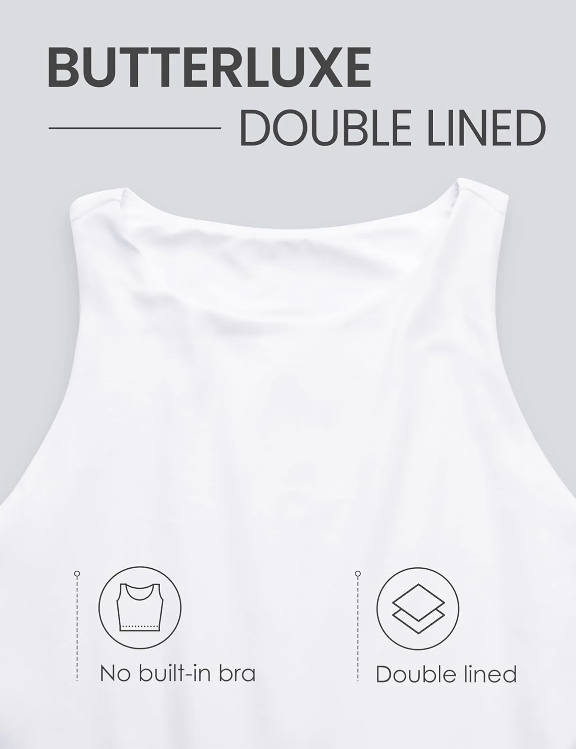 CRZ YOGA Womens Butterluxe Double Lined Cropped Tops High Neck Racerback Tanks Sleeveless Casual Workout Crop Shirts