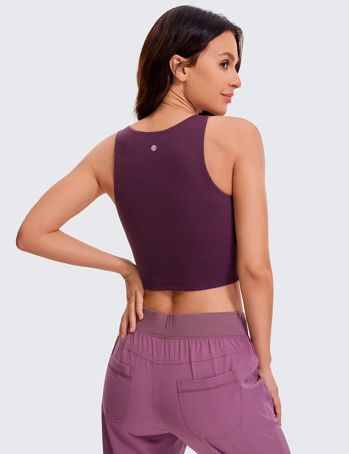 CRZ YOGA Womens Butterluxe Double Lined Cropped Tops High Neck Racerback Tanks Sleeveless Casual Workout Crop Shirts