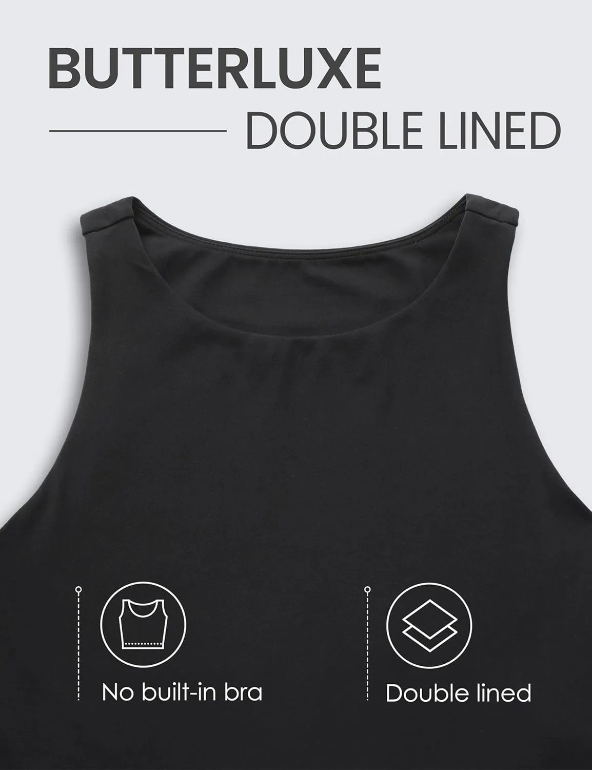 CRZ YOGA Womens Butterluxe Double Lined Cropped Tops High Neck Racerback Tanks Sleeveless Casual Workout Crop Shirts