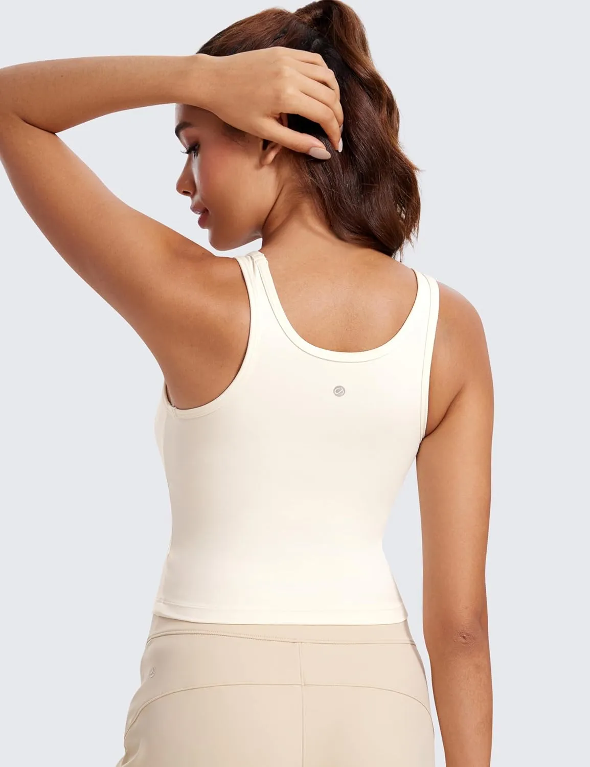 CRZ YOGA Womens Butterluxe Double Lined Workout Tank Tops Scoop Neck Racerback Cropped Casual Sleeveless Shirt