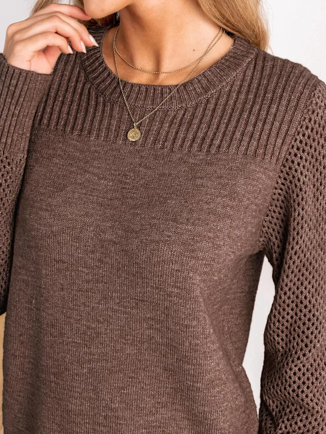 CUPSHE Women's Long Sleeve Sweaters Crew Neck 2024 Fall Knit Pullover Sweater