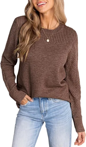CUPSHE Women's Long Sleeve Sweaters Crew Neck 2024 Fall Knit Pullover Sweater