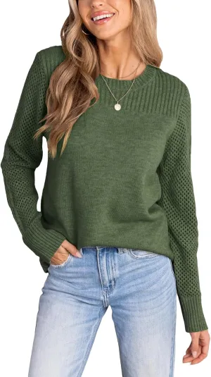 CUPSHE Women's Long Sleeve Sweaters Crew Neck 2024 Fall Knit Pullover Sweater