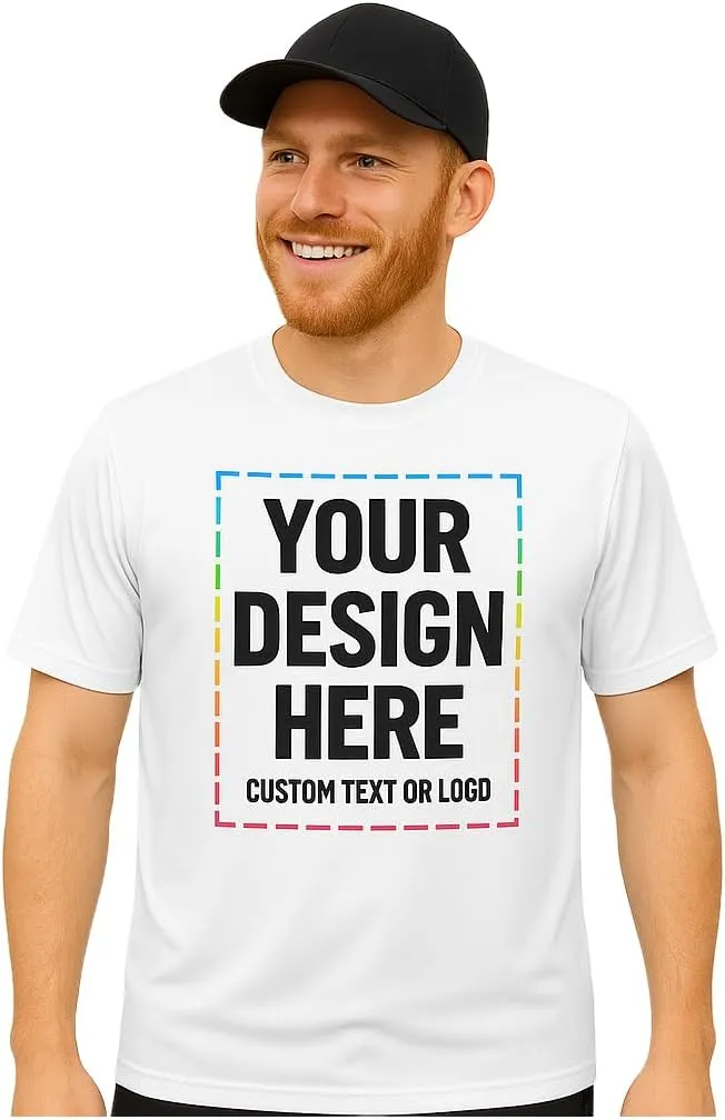 Custom Shirts - Dry Fit Moisture-Wicking Short Sleeve Performance T-Shirts for Gym, Work, or Sports