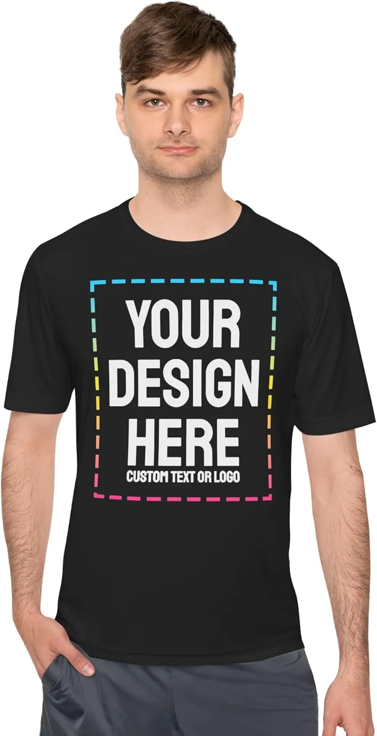 Custom Shirts - Dry Fit Moisture-Wicking Short Sleeve Performance T-Shirts for Gym, Work, or Sports