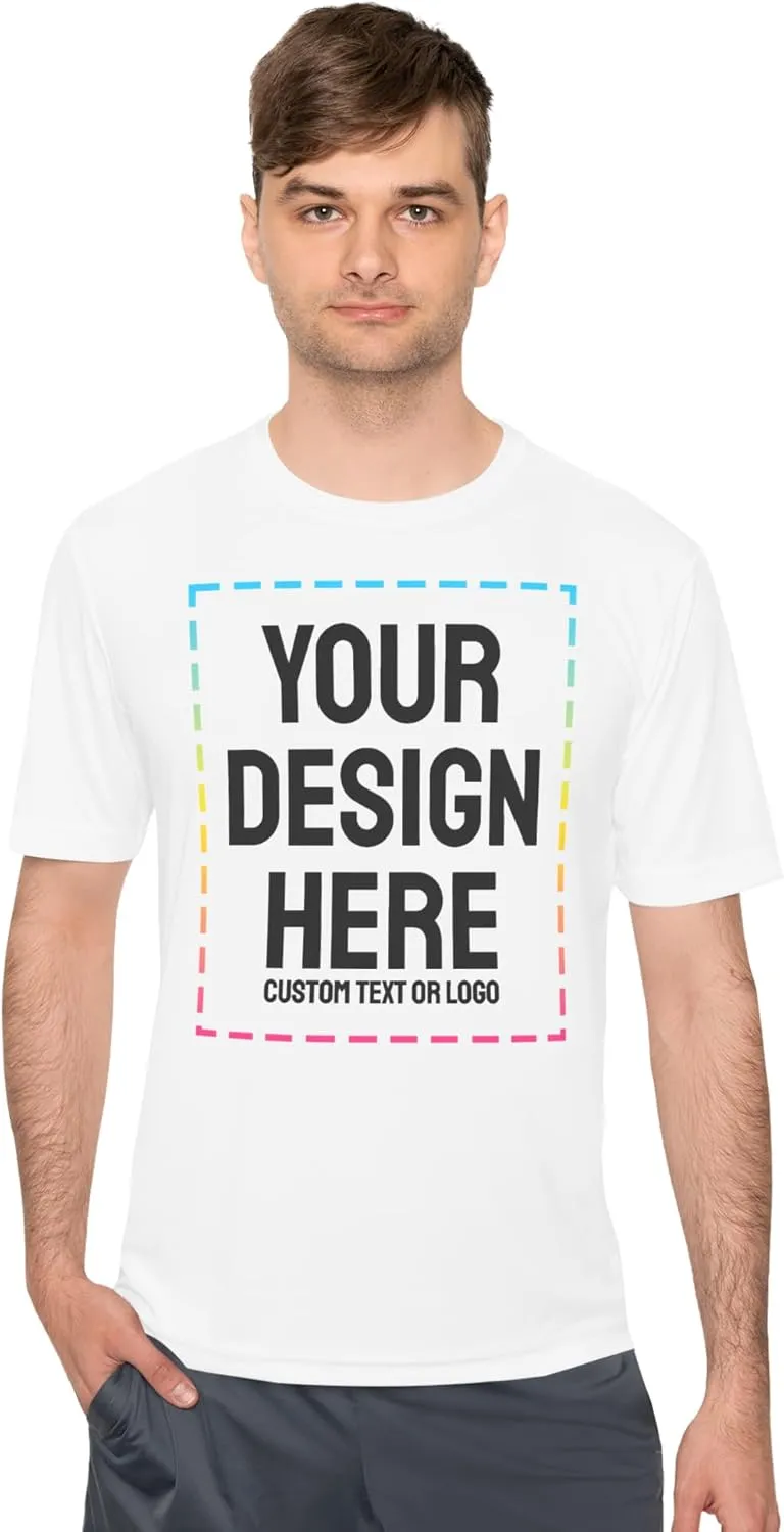 Custom Shirts - Dry Fit Moisture-Wicking Short Sleeve Performance T-Shirts for Gym, Work, or Sports