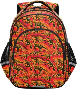 Cute Dinosaurs Red Toddler Backpack for Boys Girls 3-8 Bookbags for Preschool Kids Backpack for Kindergarten School Bag for Elementary for tag2 15.3in