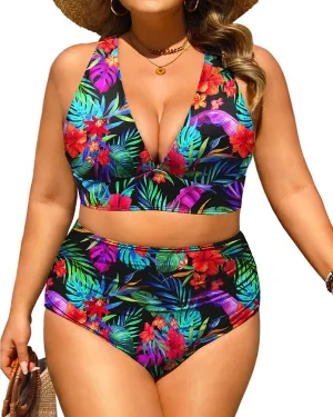 Daci Plus Size High Waisted Bikini - Two Piece Swimsuit Tummy Control Bathing Suit Sexy V Neck Swimwear 2025