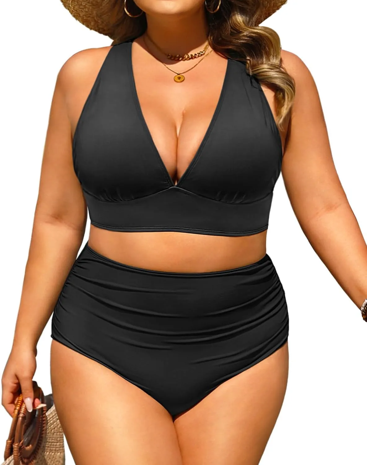Daci Plus Size High Waisted Bikini - Two Piece Swimsuit Tummy Control Bathing Suit Sexy V Neck Swimwear 2025