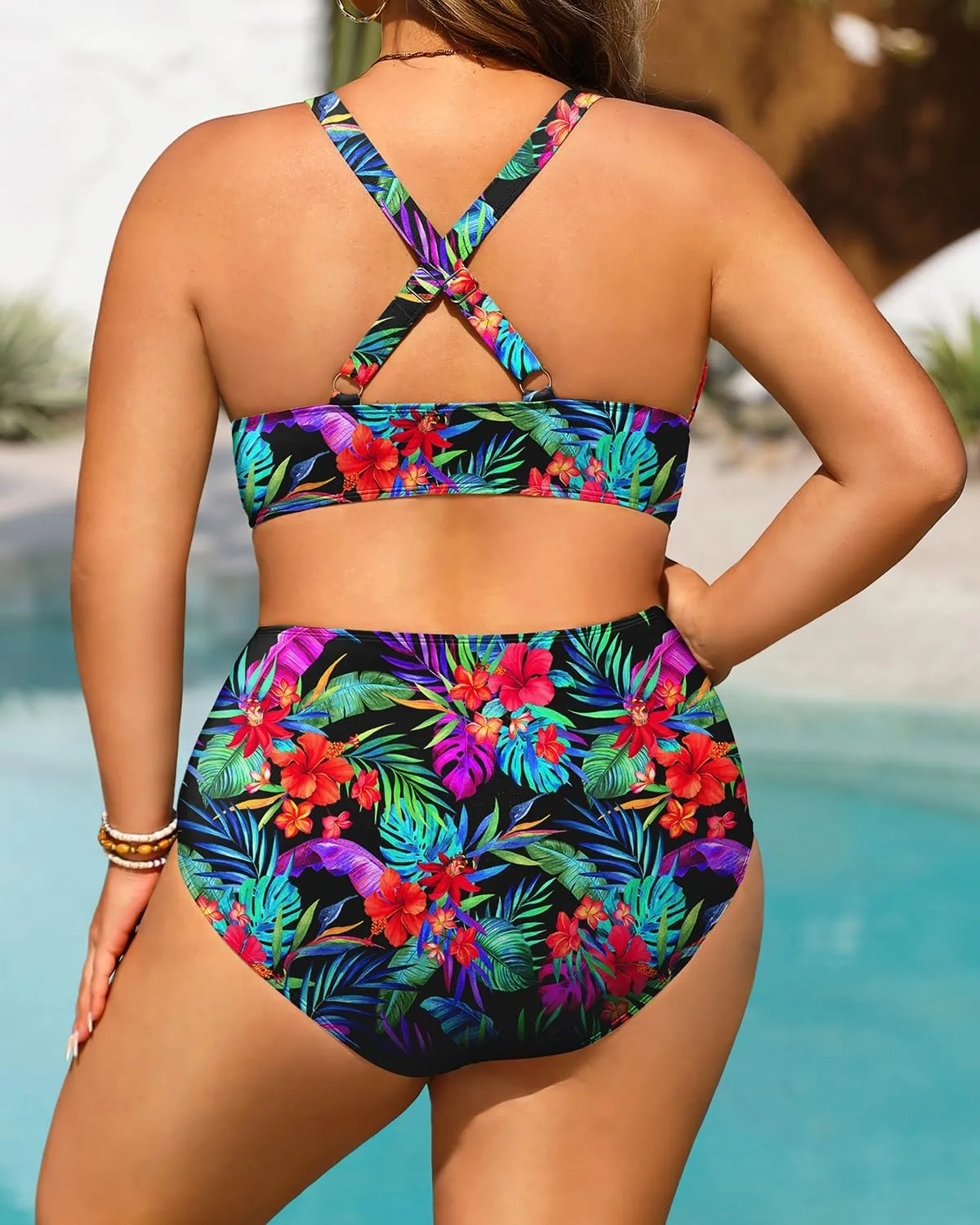 Daci Plus Size High Waisted Bikini - Two Piece Swimsuit Tummy Control Bathing Suit Sexy V Neck Swimwear 2025