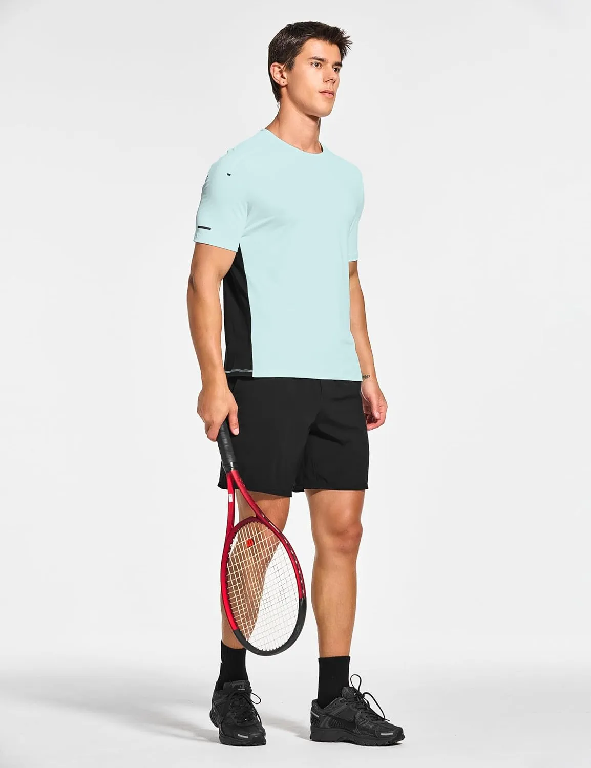 DEMOZU Men's Short Sleeve Running Workout Shirts Quick Dry Athletic Gym Tennis Swim Tee Shirts Big and Tall