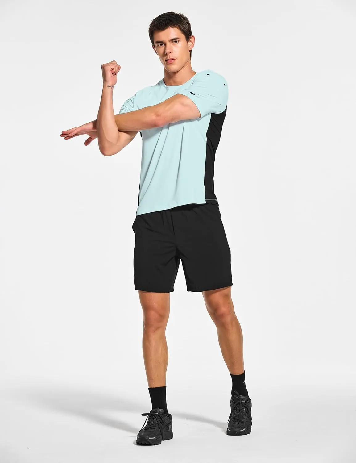 DEMOZU Men's Short Sleeve Running Workout Shirts Quick Dry Athletic Gym Tennis Swim Tee Shirts Big and Tall