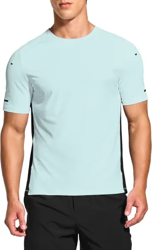 DEMOZU Men's Short Sleeve Running Workout Shirts Quick Dry Athletic Gym Tennis Swim Tee Shirts Big and Tall