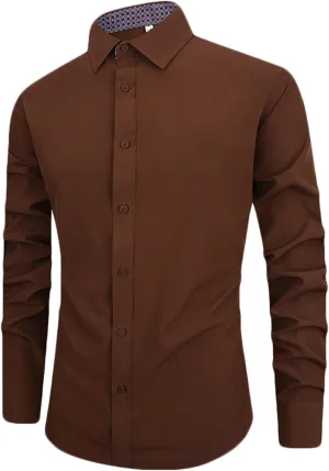 Dgoopd Business Dress Shirts for Men Wrinkle Resistant Button Down Shirt Long Sleeve Regular Fit Dress Shirts