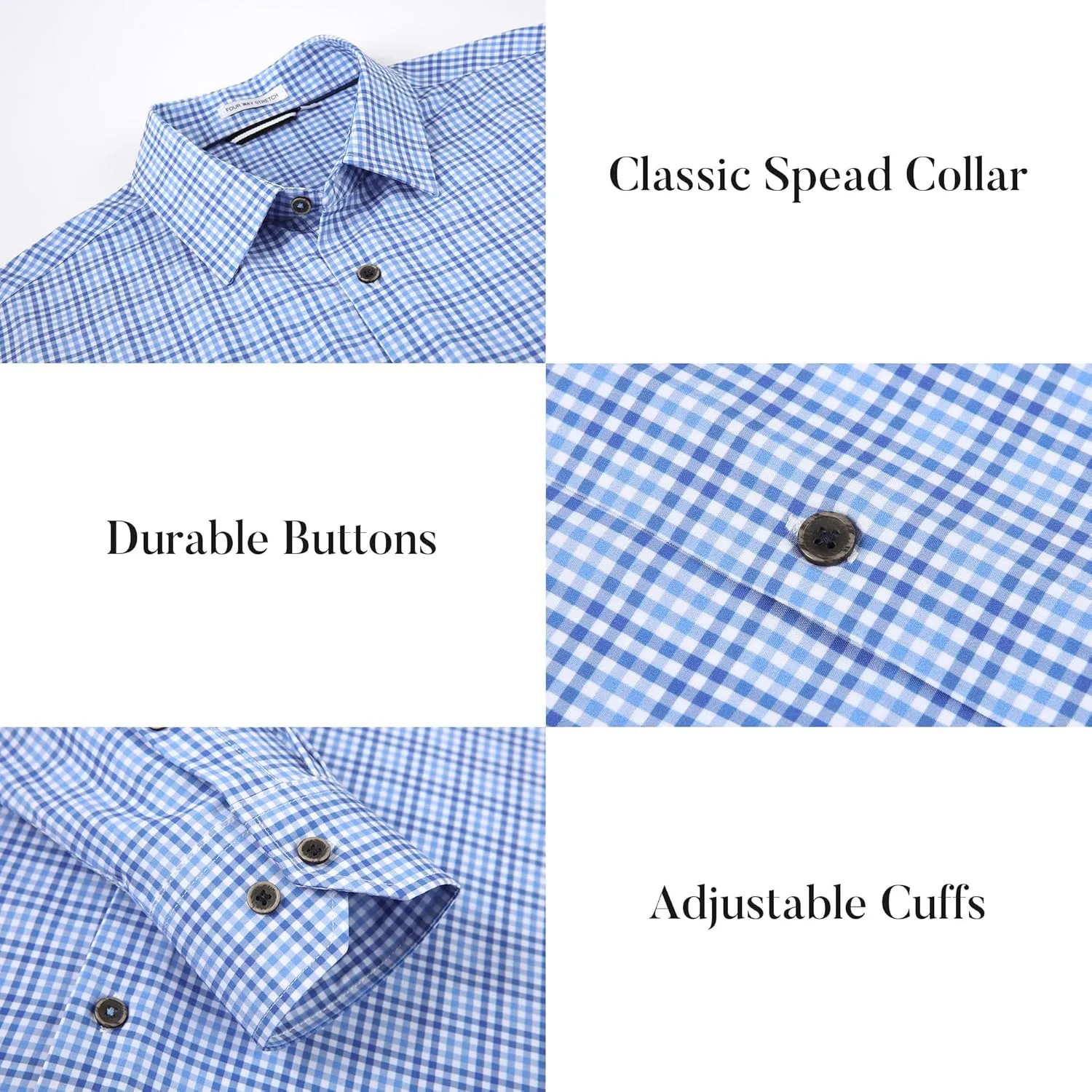 Esabel.C Mens Dress Shirts Wrinkle Free Button Down Shirts Long Sleeve Regular Fit Print Business Shirt