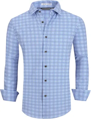 Esabel.C Mens Dress Shirts Wrinkle Free Button Down Shirts Long Sleeve Regular Fit Print Business Shirt