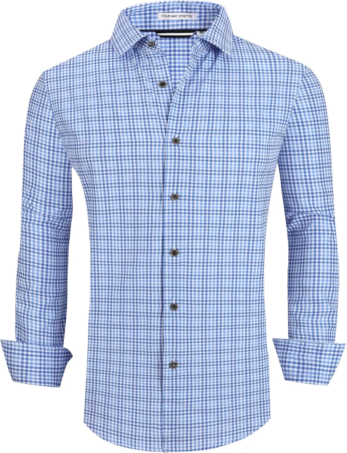 Esabel.C Mens Dress Shirts Wrinkle Free Button Down Shirts Long Sleeve Regular Fit Print Business Shirt