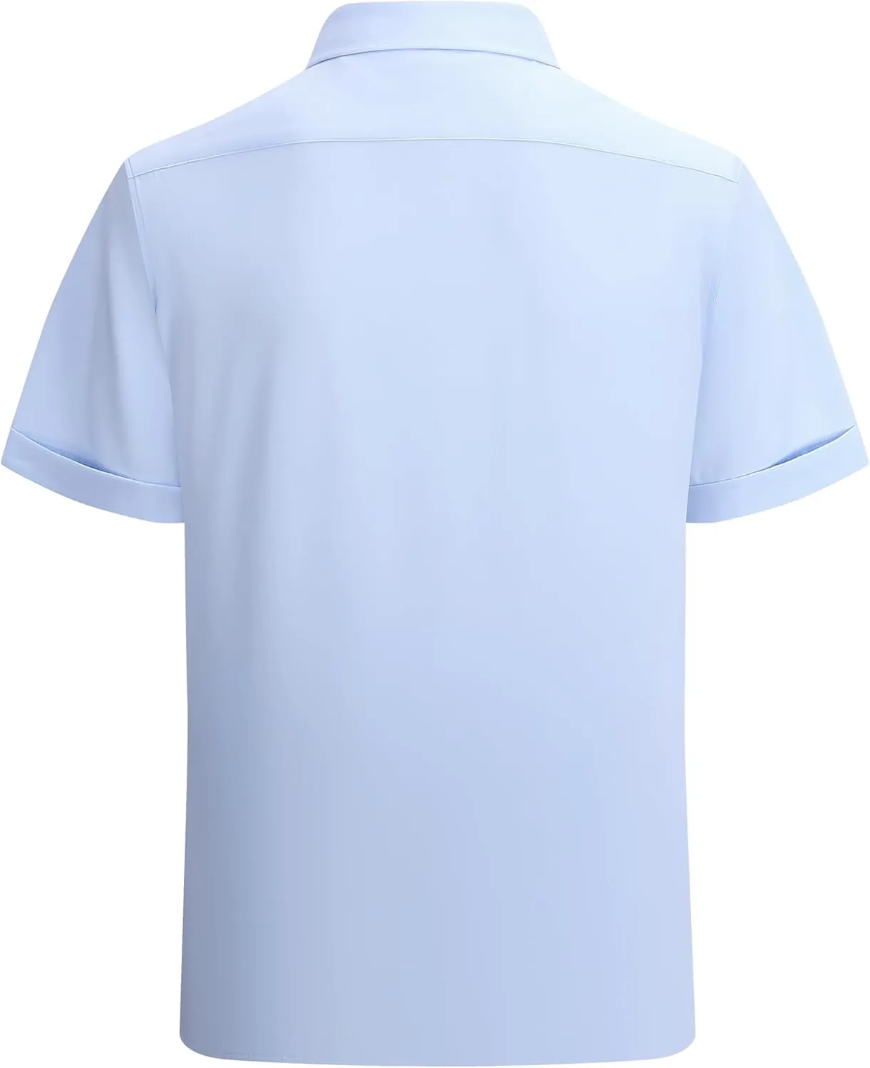 Esabel.C Mens Short Sleeve Dress Shirts 4-Way Stretch Regular Fit Stretch Wrinkle-Free Casual Button Down Shirts