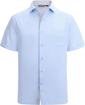 Esabel.C Mens Short Sleeve Dress Shirts 4-Way Stretch Regular Fit Stretch Wrinkle-Free Casual Button Down Shirts