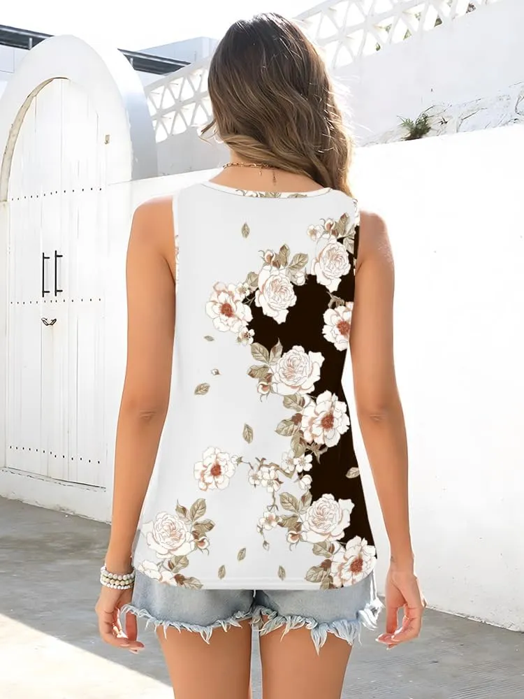 ETCYY NEW Womens Tank Tops 2025 Summer T Shirts V Neck Sleeveless Casual Loose Blouses