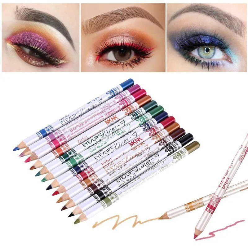 Eyeliner Pencil Shadow Palette 12Pcs/Set Mixed Colors Make Up  Waterproof Yellow Eye Liner Beauty Pen Cosmetics Eyes Makeup Tool